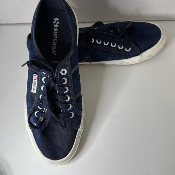Superga Navy Blue Low Top Sneakers Women Size 10 - Men Size 8 Size Lace Up - Picture 4 of 10